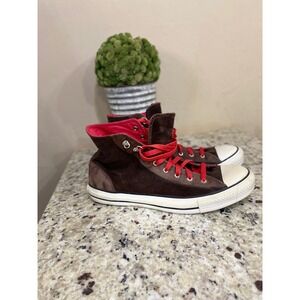 Converse‎ Chuck Taylor All Star High Top Brown Suede Red Laces Mens 8 Womens 10